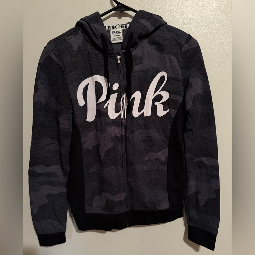 VS PINK Zip-Up Hoodie, Army Print